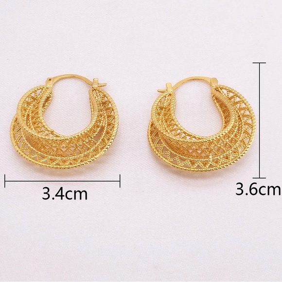 Hoop Earrings, 24k Gold plated Hoop Earrings, Big Hoop Earrings, Statement Hoop - Picture 8 of 9